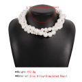 Statement Vintage Fresh Water Pearl Beaded Necklace Large Faux Pearl Choker Necklace For Women Party. 