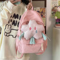 New Sweet Casual Double Velvet Cute School Bag Clear Girl Star Doll 2024 New Backpack College Student Wool Shoulder Bag. 
