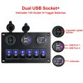 6 Gang Switch Panel with 12V-24V LED Digital for RV Truck Boat SUV. 