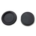 BRADOO- 4pcs 58mm Lens Cap with Lens Cap Leash Hole Bundle For Dslr Cameras Nikon Canon & 1 set Black Plastic Camera Body Cover + Rear Lens Cap For Nikon Digital SLR. 