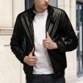 Men Motorcycle Jacket Stand Collar Pure Color Pockets Coat. 