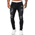 2021 Men's Stretch Skinny Ripped Jeans, Super Comfy Distressed Denim Pants with Destroyed Holes.