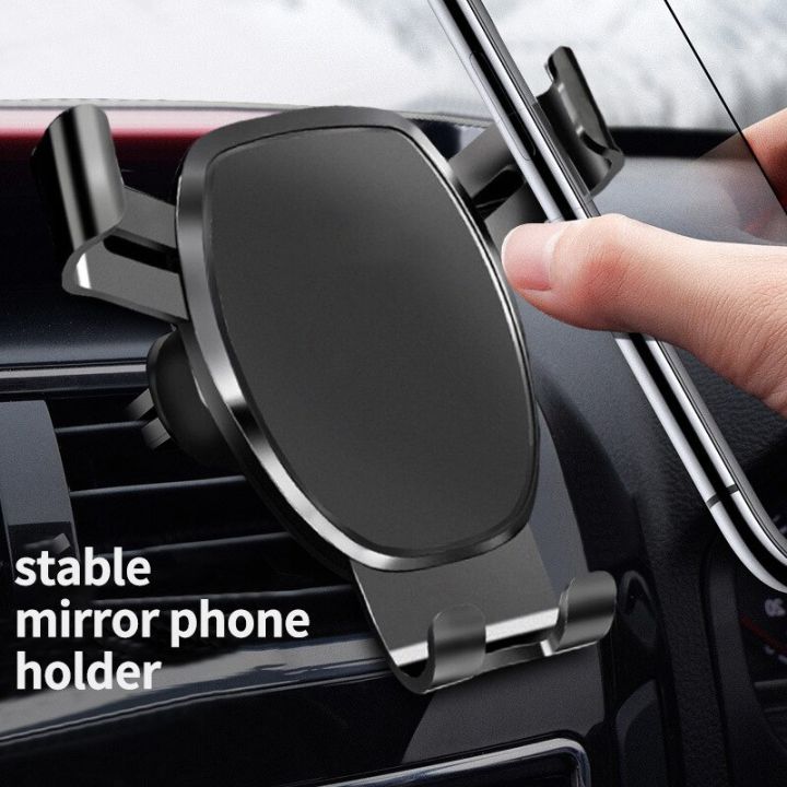 【sought-after】 Holder Air Outlet Gravity Sensor Car Holder Riangle Gravity Frosted Simplicity Solid Metallic Material