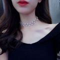 Korean Fashion Simple Wild Black Crystal Short Clavicle Chain Women Gold Charm Beaded Choker Necklaces for Women Girls Wedding Party Jewelry Gift.