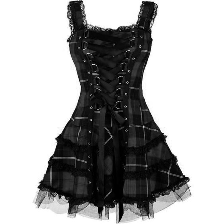Dress%20Women%20Classic%20Frill%20Lace%20Dresses%20Sleeveless%20Plaid%20Vintage%20Gothic%20Mini%20Dresses%20Ball%20Gowns%20Cosplay%20Costume%20Plus%20Size%20Dress%20-%20Image%205