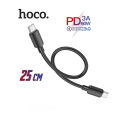 Hoco X96 60W USB-C to USB-C Fast Charging Data Cable 25CM - Black. 