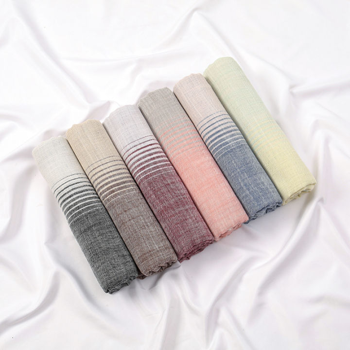 Ombre Hijab Tudung Cotton Watercolour Shawl Hijab Muslim Women Scarf Big Size Headscarf Wraps Islmaic Print Headband Turban