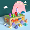 Children's Digital Animal Building Block 18 Hole Intelligence Car Geometric Shape Matching Elephant Towing Ground Squirrel Classification Box. 