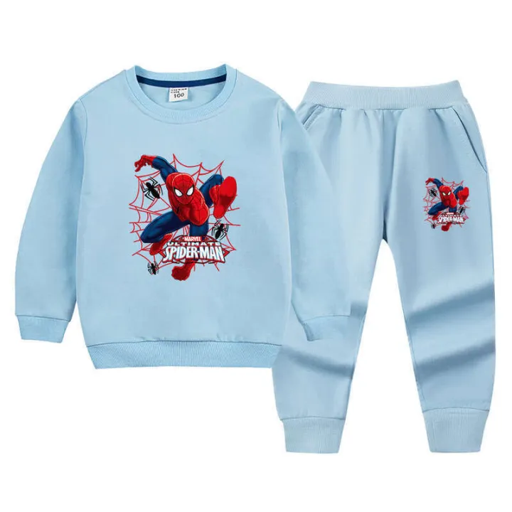 Spider%20Man%20clothing%20children's%20pure%20cotton%20hoodie%20set%20boys'%20autumn%20handsome%20long%20sleeved%20top%20and%20pants%20two%20piece%20set%20-%20Image%202