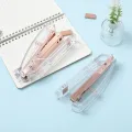 RHS Online Portable Fashion Acrylic Transparent Rose Gold Stapler School Stationery Hand-held Staplers Office Binding Stapling Machine Paper Stapler.