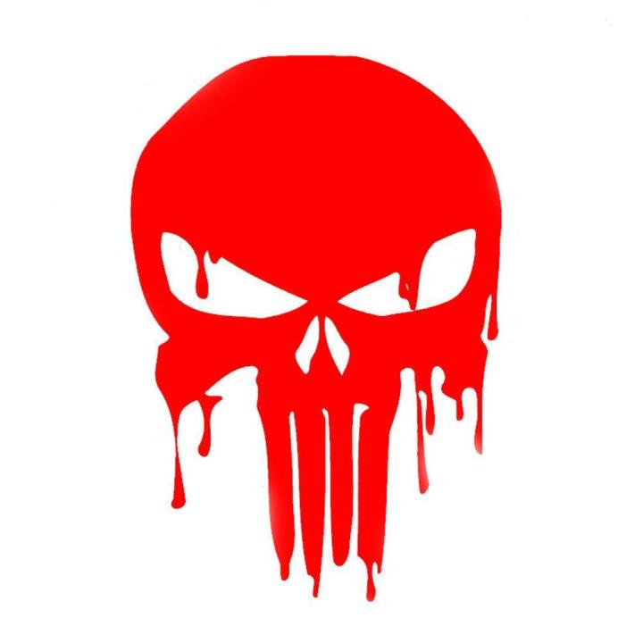 Punisher Skull Decal Stickers - Black & Red - Set Of 2 - 100x70mm - Perfect For Car, Bike, Van Bumpers