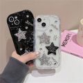 Korean 3D Glitter Star Sparkling Diamond Transparent Phone Case For iPhone 15 Pro Max 13 12 14 Pro 11 XS XR Cute Y2K Clear Cover. 
