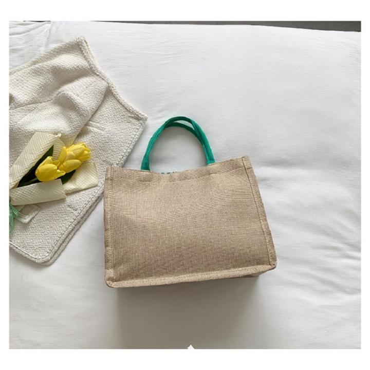 Summer%20Tote%20bags%20Trendy%20Top%20handle%20Flower%20print%20Burlap%20tote%20bags%20Eco-friendly%20Portable%20Linen%20tote%20bags%20for%20Shopping%20Travel%20Picnic%20Daily%20use%20Fashion%20accessory%20-%20Image%203