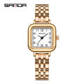 SANDA Women's Watch Luxury Square Pointer Quartz Watch WR Fashion Analog Stainless Steel Wrist Watch.