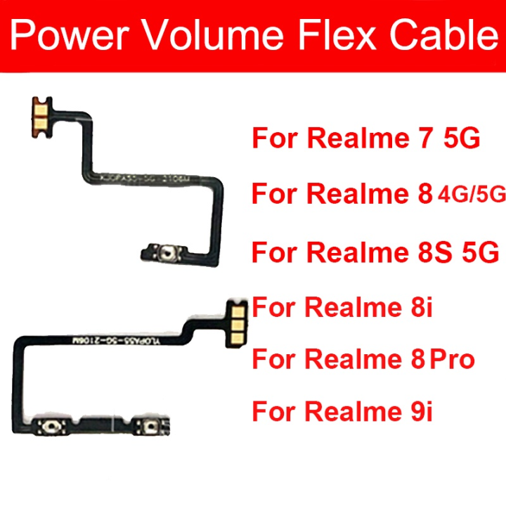 Realme 7 8 8S 4G 5G 8 Pro 8i 9i Power on / off Switch Button Side Volume Up Down Buttons Flex Cable Replacement Part