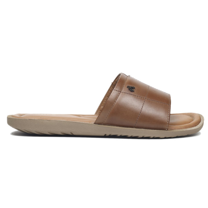 Apex Brown Leather Slide for Men