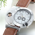 Windproof Lighter Watch Men'S Military USB Charging Hot Sports Casual Quartz Wristwatches Flameless Cigarette Lighter. 