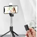 Q07 Foldable Selfie Stick Tripod with Bluetooth Remote and Fill Light 100cm.