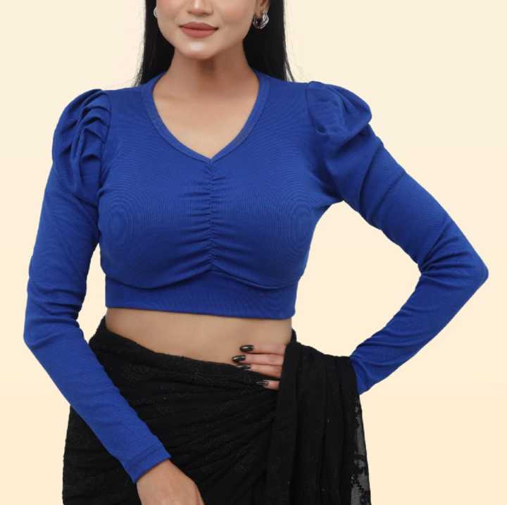 Aariz super shop Cotton Half Body Full Sleeve Crop Tops Blouse for Women