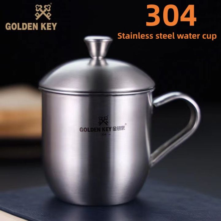 Stainless Steel Office Cup With Lid And Handle Coffee Tea Mug Thickening SUS304 Body Portable Water Bottle Milk Cup Drinkware
