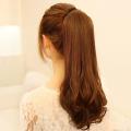 Short Wig Women's Long Curly Hair Ponytail Mid-Length Pear Flower Realistic Tied Curly Hair Tail Ponytail Fake Braid Short Hair. 