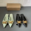 Baotou Half Slippers Women's 2022 Summer New Pointed Toe Buckle Flat Women's Sandals Flat Heel Slip-ons In Stock. 