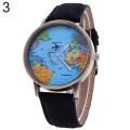 Mini World Fashion Quartz Watch Men Unisex Map Airplane Travel The World Women Leather Dress Wrist Watch Clock Fashion.