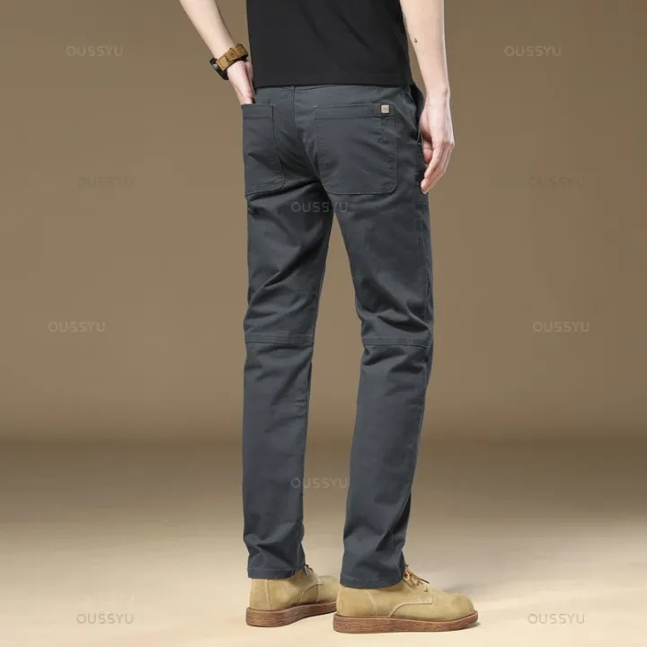 MINGYU%20Brand%20Clothing%20Men's%20Cargo%20Work%20Pants%2097%25Cotton%20Thick%20Solid%20Color%20Wear%20Korean%20Grey%20Casual%20Trousers%20Male%20Large%20Size%2038%2040%20-%20Image%203