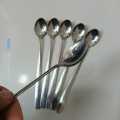 Rosy Long Handle pickling spoon 6 Pieces Stainless Steel Teaspoon Coffee Dessert Mixing Spoon Round Soup Spoon 8 inches. 