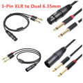 3-Pin XLR Female to Dual 6.35mm Mono Audio Cable TS 1/4 Jack Stereo Aux Cord 6.35 mm Plug to XLR Male Y Splitter Wire Adapter. 