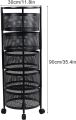 5 Layers Kitchen Rotating Shelf 360 Degree Baskets Fruit Vegetable Storage Rack Floor Round Shelf With Wheels. 