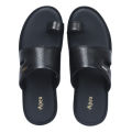 Apex Black Leather Sandal for Men. 