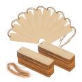 50 PCS Wood Blank Bookmarks with Holes and Ropes DIY Craft Projects. 