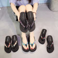 2024 summer fashion small floral flip-flops women's wedge heel platform clip flip sandals wholesale wholesale.