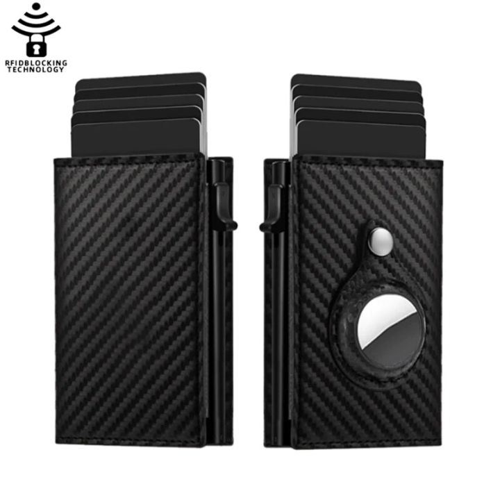 Side Push Card Holder Wallet For Men Slim RFID Blocking Money Clip Wallets Minimalist Wallet With Money Pocket