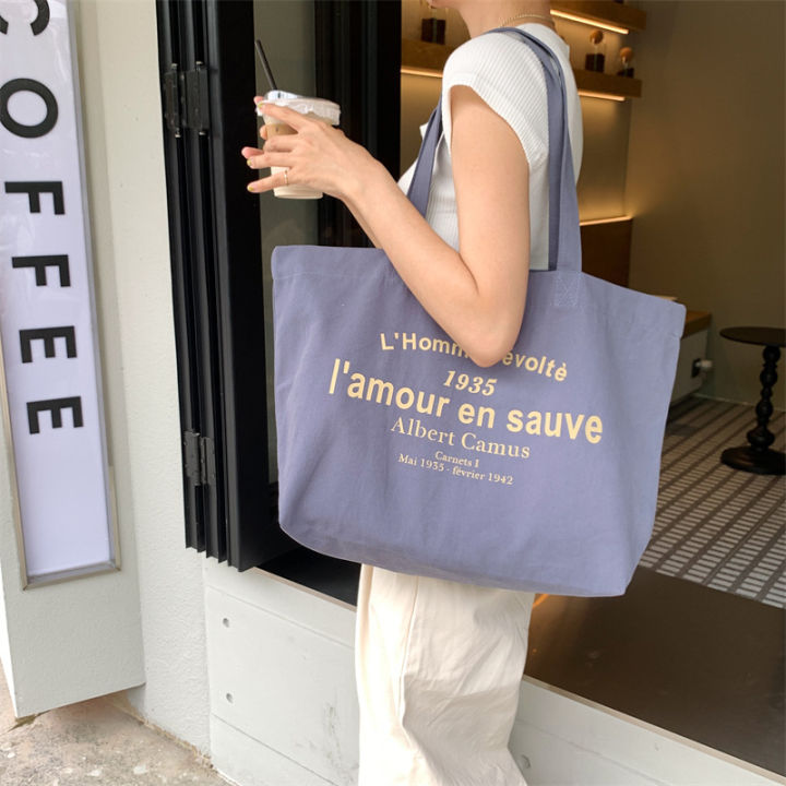 Women%20Canvas%20Shoulder%20Bag%20Albert%20Camus%20L'homme%20r%C3%A9volt%C3%A9%20Shopping%20Bag%20Eco%20Cotton%20Shopper%20Purse%20Cloth%20Fabric%20Handbag%20Tote%20For%20Girls%20-%20Image%203