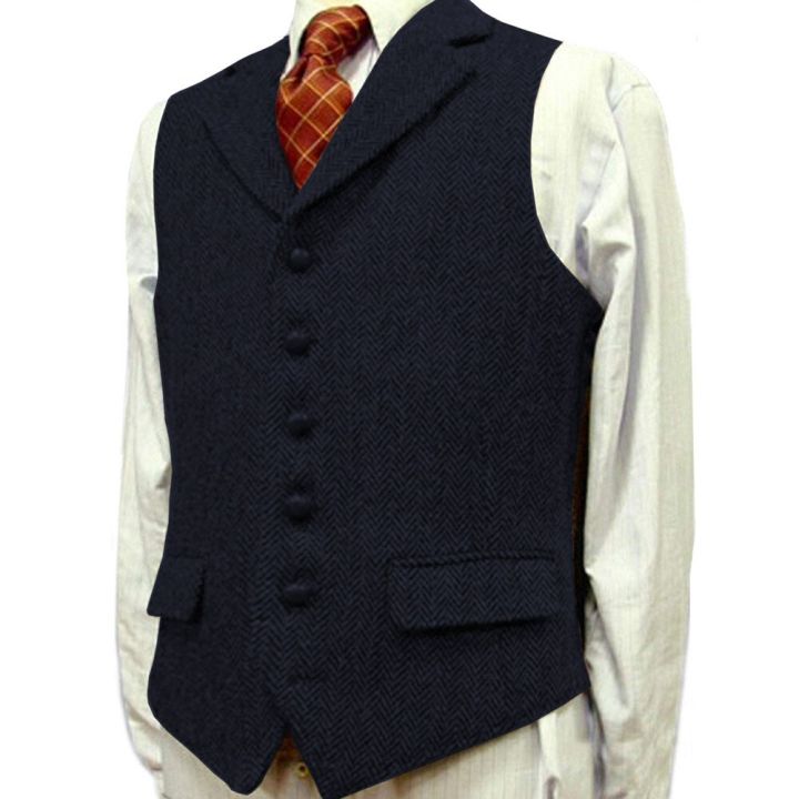 Lapel%20Men's%20Suits%20Vest%20V%20Neck%20Herringbone%20Wood%20Waistcoat%20Business%20Formal%20Casual%20Vest%20For%20Men%20Groomsmen%20For%20Wedding%20-%20Image%205