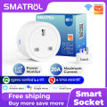 SMATRUL - WiFi Smart Socket - 16/20A - Power Monitor - UK Plug - Wifi+Bluetooth Dual Mode - Tuya/Alexa/Google Home.