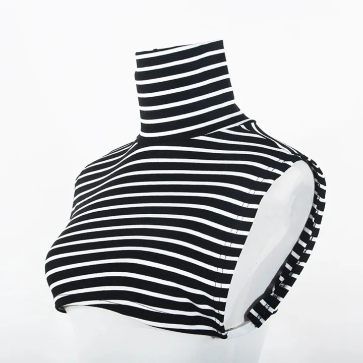 Womens%20Muslim%20Modal%20Turtleneck%20Collar%20Islamic%20Hijab%20Extensions%20Solid%20Color%20Mock%20Neck%20Cover%20Half%20Top%20Blouse%20Detachable%20Hijab%20-%20Image%202