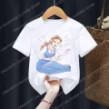 2022 Belle Children T-Shirt Disney Princess Anime T Shirt Clothes Cartoons Fairy Tales Kawaii Casual Top Kid Boy Girl Tee Shirts. 
