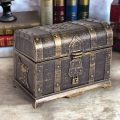 Pirate Treasure Chest Decorative Treasure Chest Keepsake Jewelry Box Plastic Toy Treasure Boxes Party Decor Large Size Electroplating Gold.