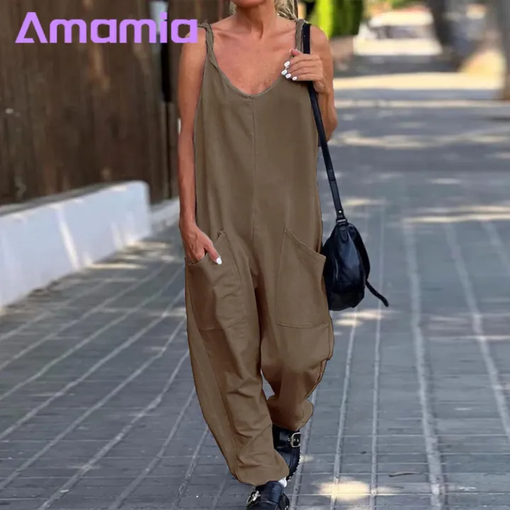 V-neck%20Sleeveless%20Jumpsuit%20Ladies%20Jumpsuit%20Women%20Sling%20V-neck%20Sleeveless%20Big%20Pockets%20Wide%20Leg%20Solid%20Color%20Thin%20Playsuit%20Bib%20Overall%20Streetwear%20Loose%20Jumpsuit%20-%20Image%209