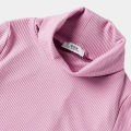 Long Sleeve Ribbed Turtle Neck T-shirt - Pink.