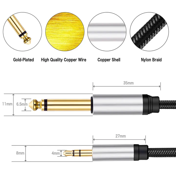 ROWEQPP%203.5mm%20TRS%20To%206.5mm%20TS%20Cable%20Mono%20To%20Stereo%20Interconnect%20Adapter%20Cable%201.5%20Meter%20Compatible%20For%20IPhone%20PC%20Home%20Stereo%20System%20-%20Image%206