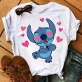 Kawaii Disney Cartoon Lilo Stitch T Shirt Women Funny Stitch Ohana Graphic Tees Unisex Tops Anime Harajuku Grunge T-shirt Female. 