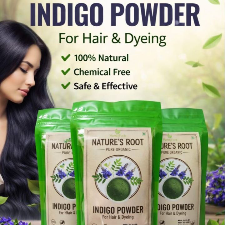 100% Organic Indigo powder for hair Colour white to black -25gm
