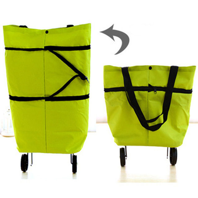 【Aesth Diary Store】New Travel Storage Bag Collapsible Women Shopping Bags Grocery Trolley Bag Wheel Bags Portable Storage Box Cart