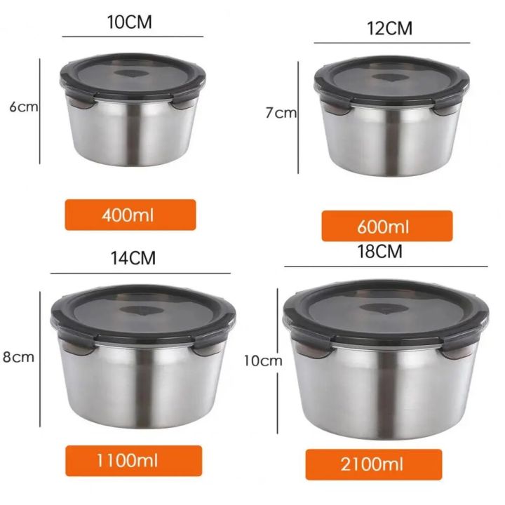 【hot】 400Ml/600Ml/1100Ml/2100Ml Useful Sealed Lunch Container Salad Bowl Sealed Lid Sealed Lunch Box Double Layer For Home