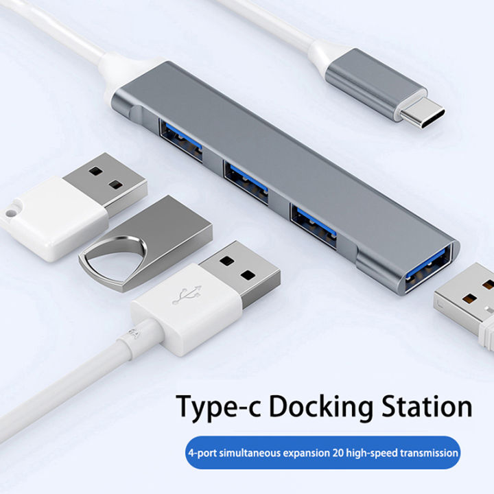 thumbnail image 2 of USB C To 4-Port USB 3.0 Hub Splitter Adapter For MacBook, IMac, PC - OTG Compatible 2 of 6