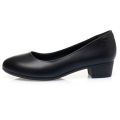 Comfortable professional shoes, work shoes, formal wear, etiquette, interview shoes, women's small leather shoes, single shoes, mid-heel black shoes.